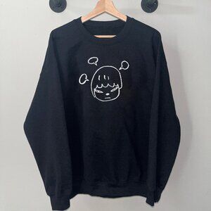 Black White Yoshitomo Nara Girl Y2K Japanese Art Crewneck Sweatshirt